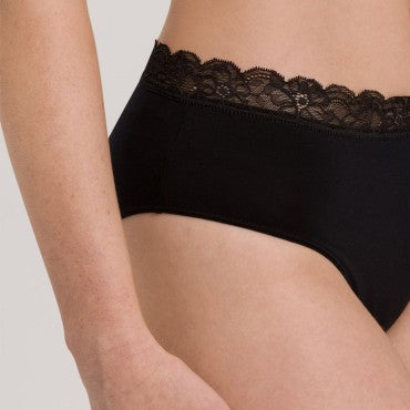 Hanro Cotton Lace høj talje trusse med blonde black Sort 3