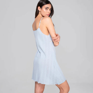 Ajoure sleeveless nightgown with lace aqua