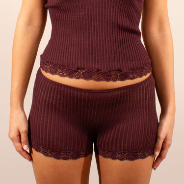 Lana Seta shorts uld/silke med Pizzo blonde kant
