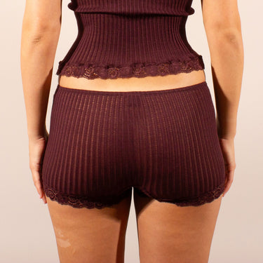 Lana Seta shorts uld/silke med Pizzo blonde kant