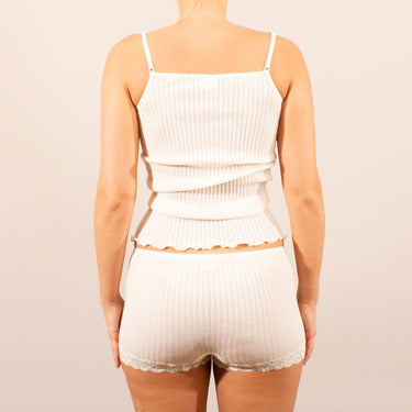 Lana Seta spaghetti top uld/silke med Pizzo blonde