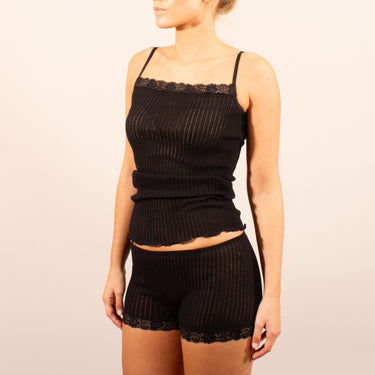 Lana Seta spaghetti top uld/silke med Pizzo blonde
