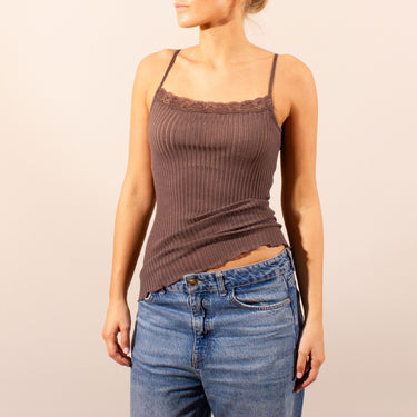 Lana Seta spaghetti top uld/silke med Pizzo blonde