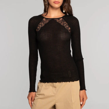 Operatino wool/silk long sleeve with lace