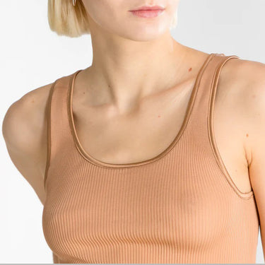 Oscalito Oscalito silke rib tank top caramel Brun 3