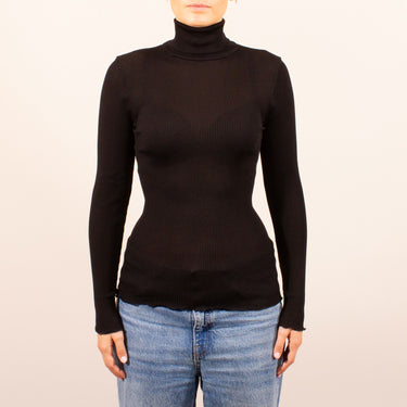 Costina rib silk T-Shirt turtleneck