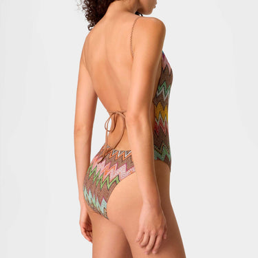Missoni badedragt med åben ryg zigzag