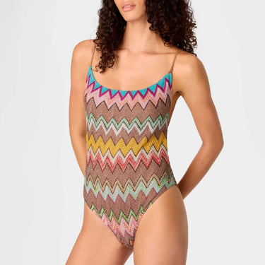 Missoni badedragt med åben ryg zigzag