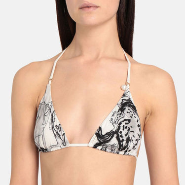 Stella McCartney Horse Print bikinitop trekant natural/grey Grå 2